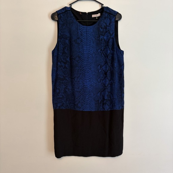 Rebecca Taylor Dresses & Skirts - Rebecca Taylor Snake Print Color Block Sleeveless Shift Dress Blue Black Size 10